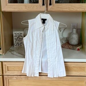 The Limited stretch sleeveless white button up with pleated front; SMALL
